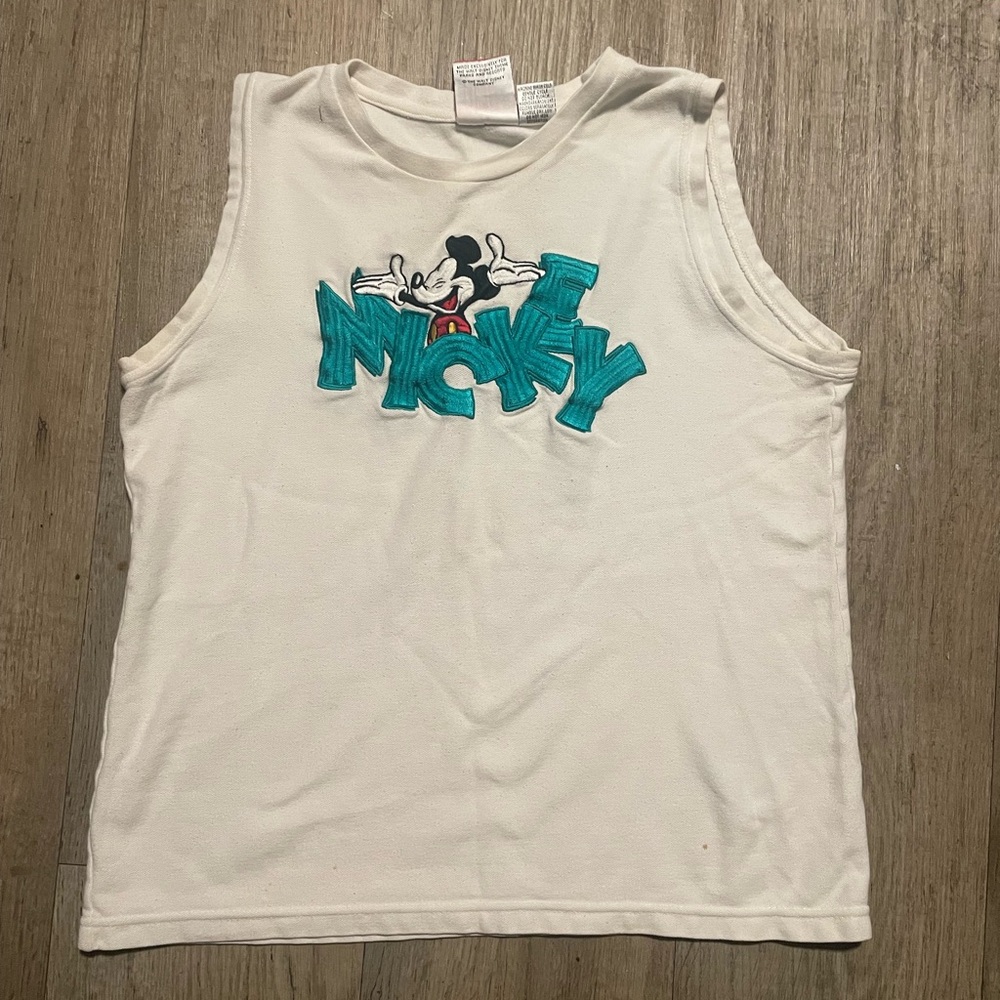 Vintage Walt Disney World Mickey Mouse Tank Top Sleeveless White
